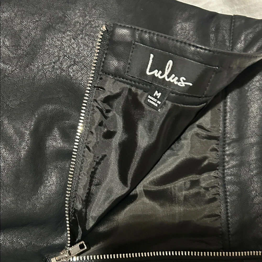 Lulu's Sleek Black Vegan leather Mini Skirt - Picture 2 of 4